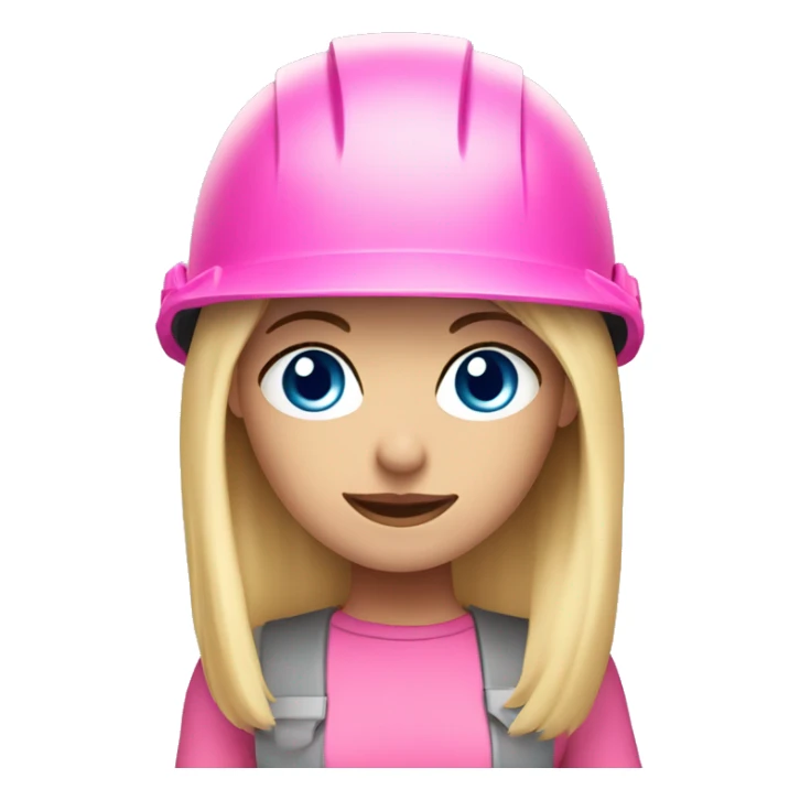 blonde girl with blue eyes in a pink construction material helmet sticker