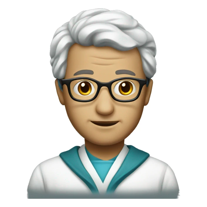 A brain doctor with glasses and a robe sticker