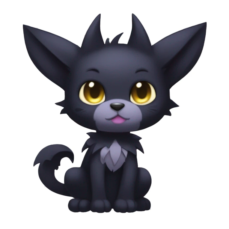 Anthro Dark Beautiful Shiny Edgy Cool Shy Grumpy FurSona Feline-Bat-Fakemon Long Emo Hai-bangs  Vtuber Model sticker