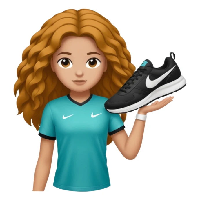 Faça uma menina parda de cabelo liso com uma faixa de cabelo da Nike e uma roupa da Nike branca sticker