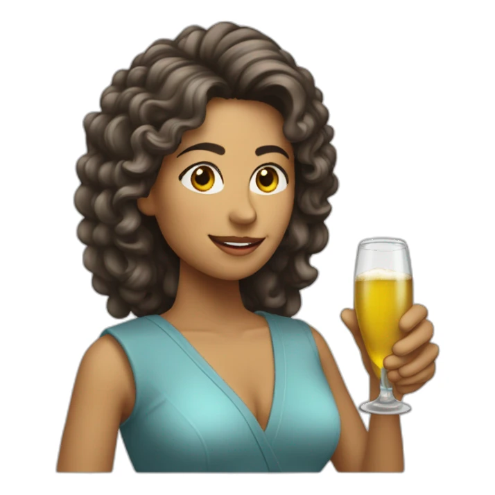 Jueza mujer pelo castaño con botella y  copa de champaña sticker