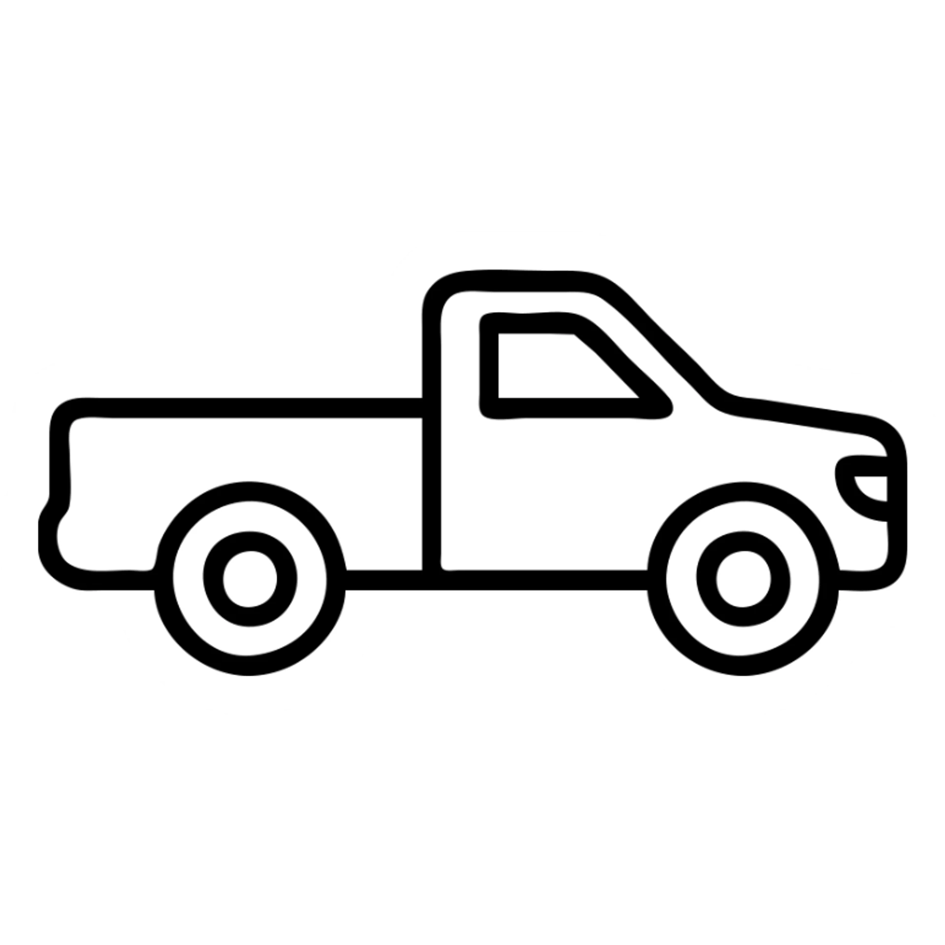 white pickup truck, side view, minimal style sticker