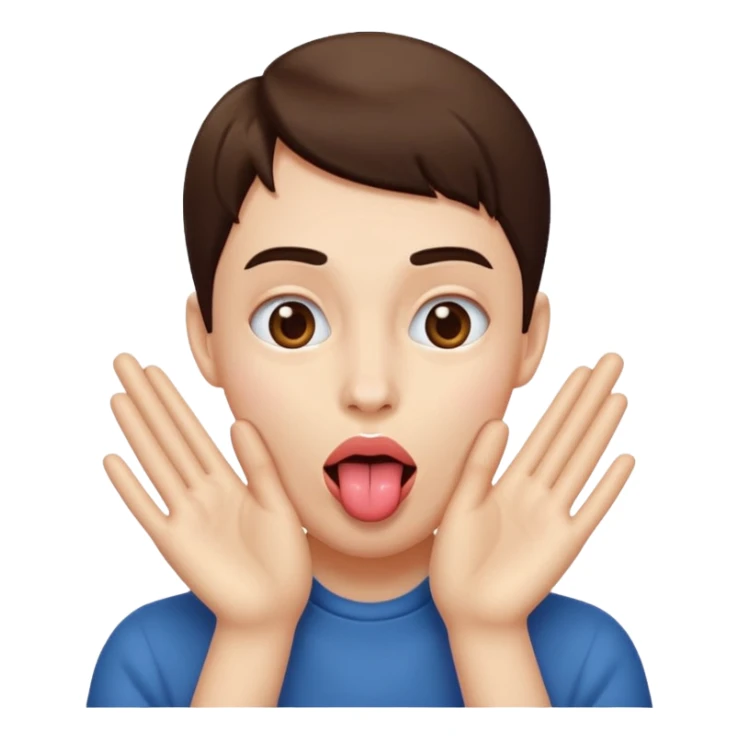 tongue out with hands near face  sticker