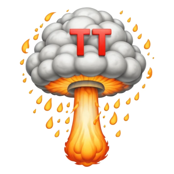 atomic bomb mushroom cloud in the shape of the letter T sticker
