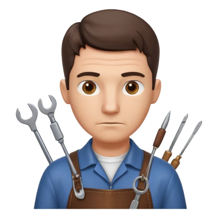professional locksmith portrait, head and shoulders only, serious focused expression, leather apron collar, small lockpick tools visible, 3D cartoon, mobile game icon style, clean background, no text, no watermark
 sticker