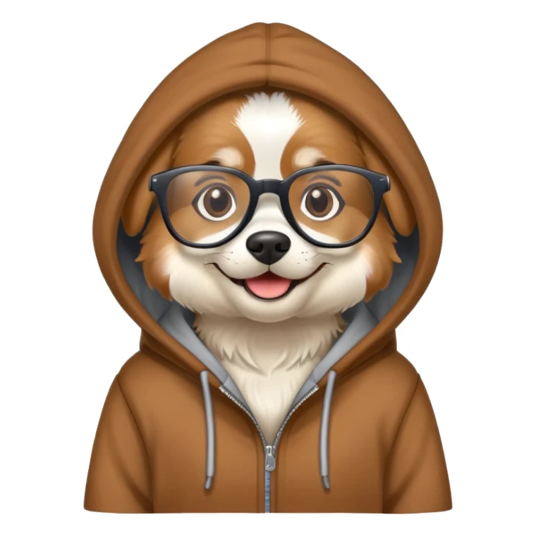 Dog wearing hoodie and glasses sticker