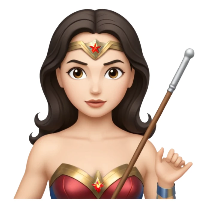 Wonder Woman holding white orchestra conductor’s baton sticker