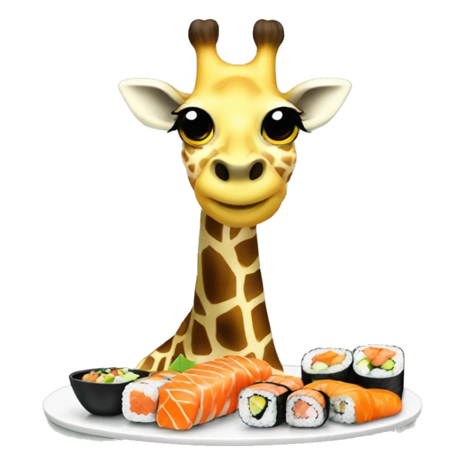 giraffe with yellow ribbon eating sushi sticker