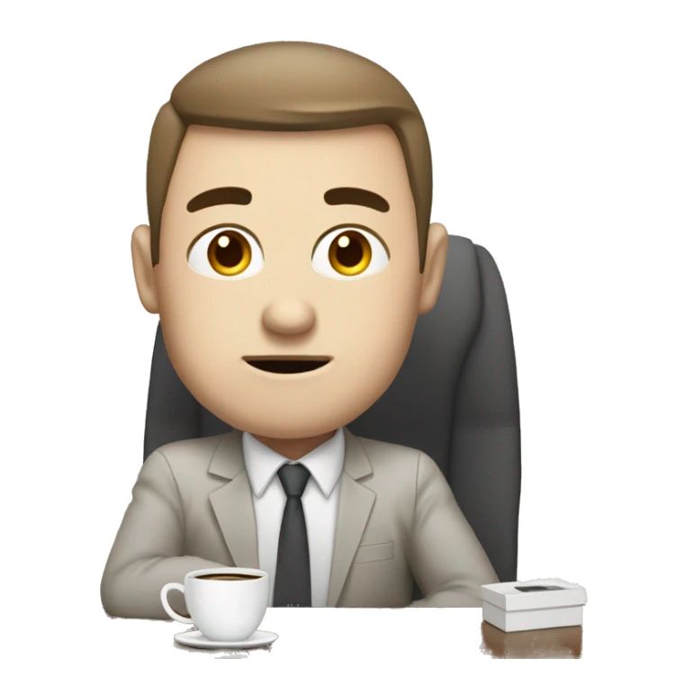 white-skinned, sleep-deprived office employee with coffee sticker