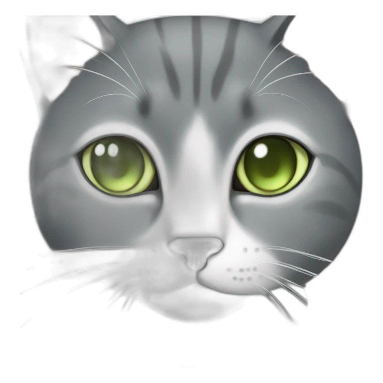 Gray cat with white mouth and white nose and light green eyes sticker