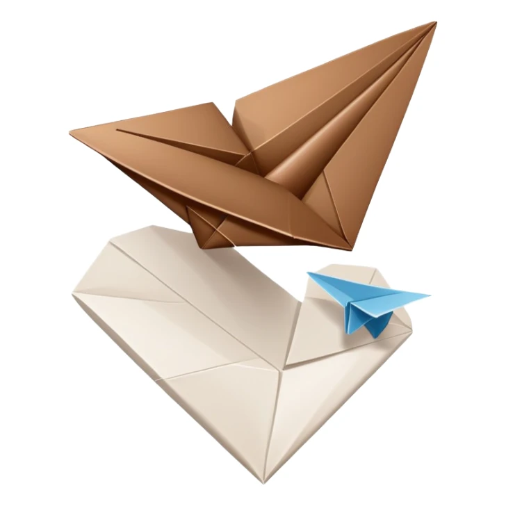 A brown heart and a white paper airplane next to it sticker