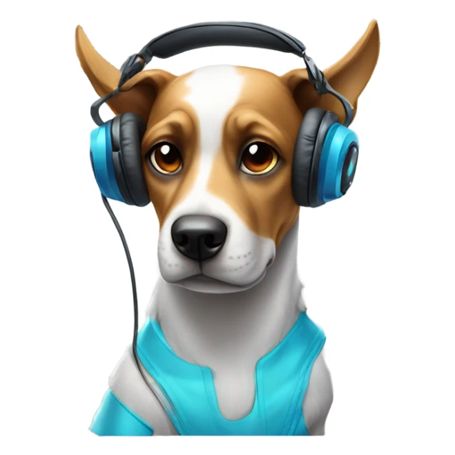 Gamer dog with gaming headphone and rgb keyboard sticker