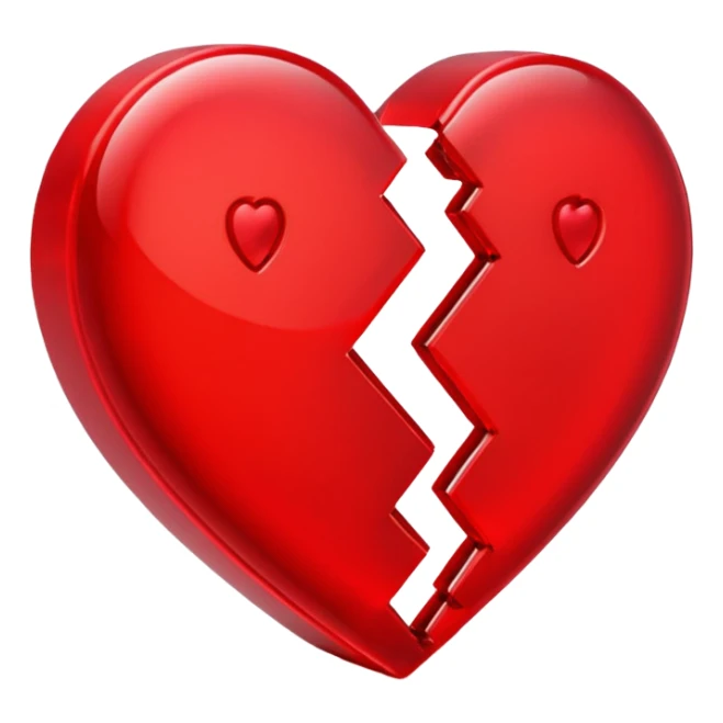 broken heart, minimalistic 3d red neon glowing transparent sticker