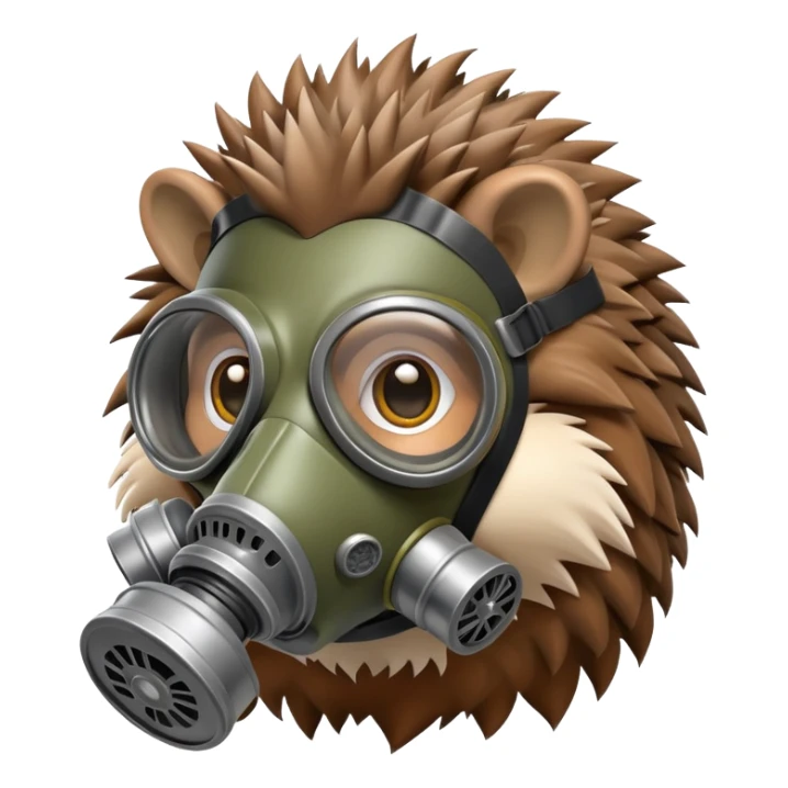 hedgehog wearing a gas mask sticker