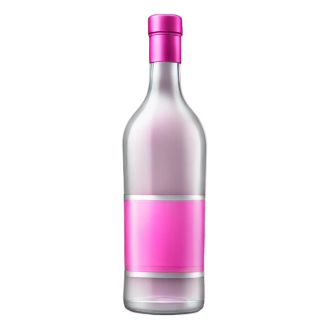 Realistic isolated vodka Bottle with metallic pink label and lid.
  sticker