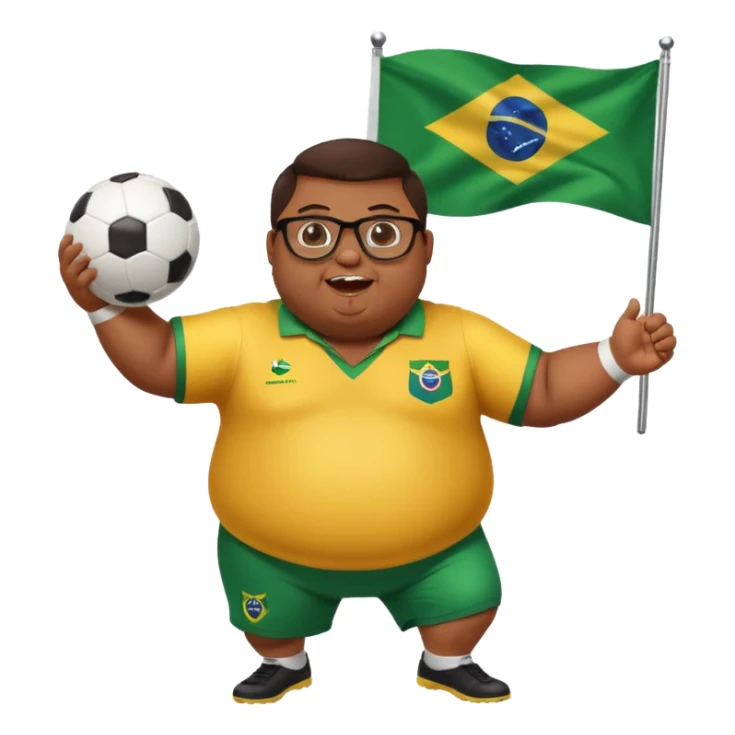 make an guy called pedro who is dancing with a football and playing brazzilian phonk and hee has glasses and is obese and make it look like hes listening to brazzilian phonk so it has a brazil flag and text saying phonk on it and give him demon laser eyes phonk demon tuff boii  sus phonk brazilo! sticker
