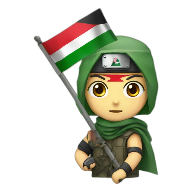 Naruto with the flag of Palestine sticker