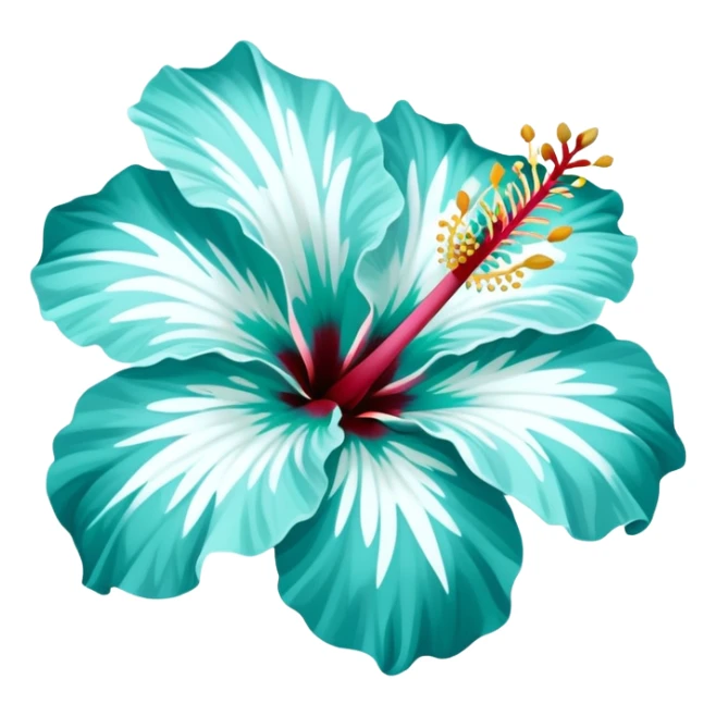 A pretty hibiscus flower that is white and teal  sticker