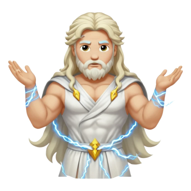 Zeus, whole body, white clothes, long hair, lightnings sticker