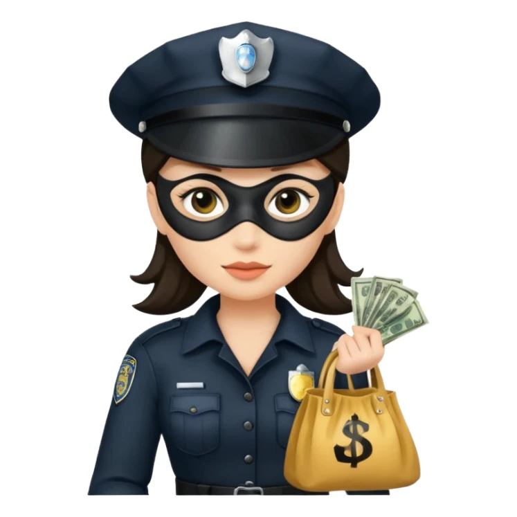 thief with police hat, thief mask, thief black dress. sticker