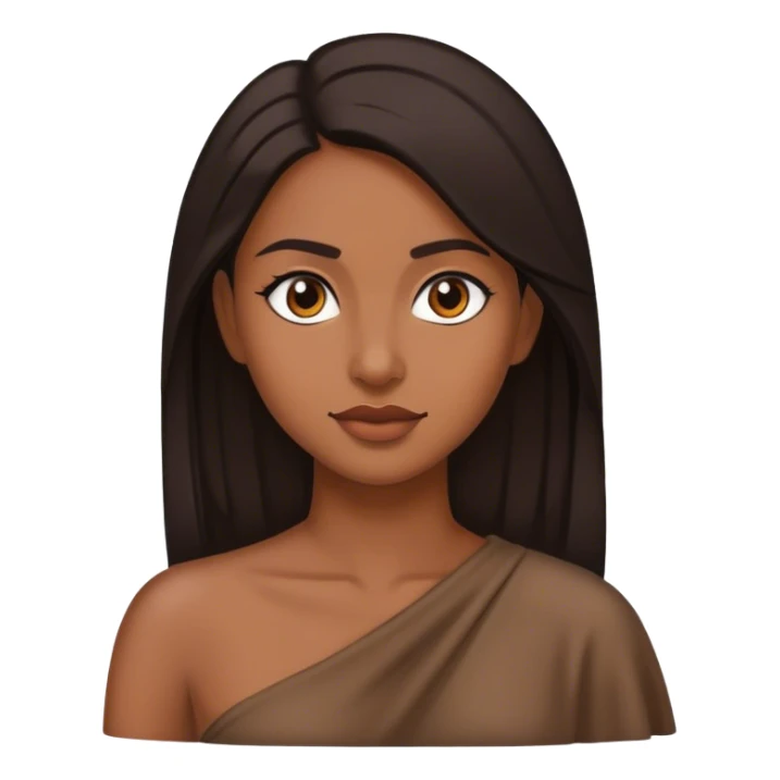 Emoji de mulher morena pele morena cabelo escuro no ombro sticker