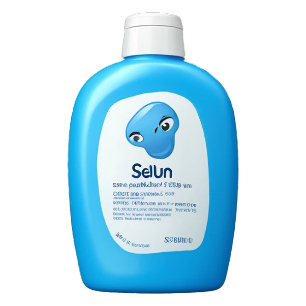 Blue Shampoo with a label that says Selsun Blue sticker