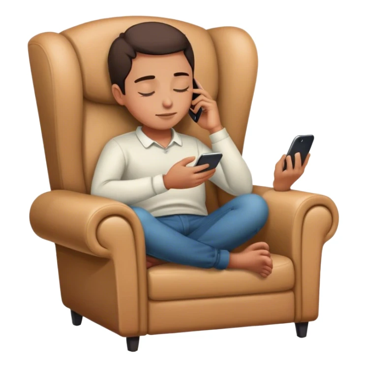 A person sitting in a chair, phone on the table, hands resting on their lap, eyes closed. No distractions, no to-do lists—just a moment of stillness.  sticker