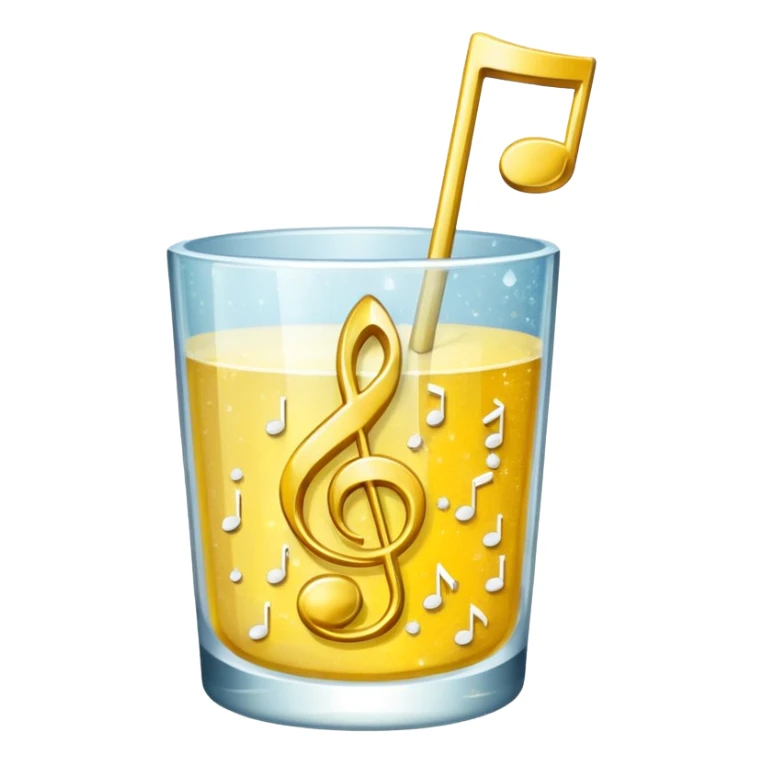 salt in the glass, sparkle icon(yellow), and music note in a row sticker