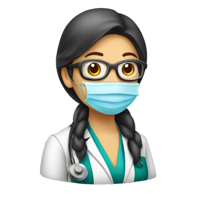 Doctora mujer dentro de un laboratorio, con gafas y cofia sticker