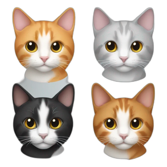four cats, one black, one black and wthite, one ginger and one grey and white sticker