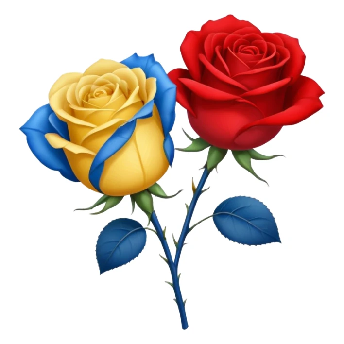 One Yellow 🌹 and one blue flower 🌹 on with red band  sticker