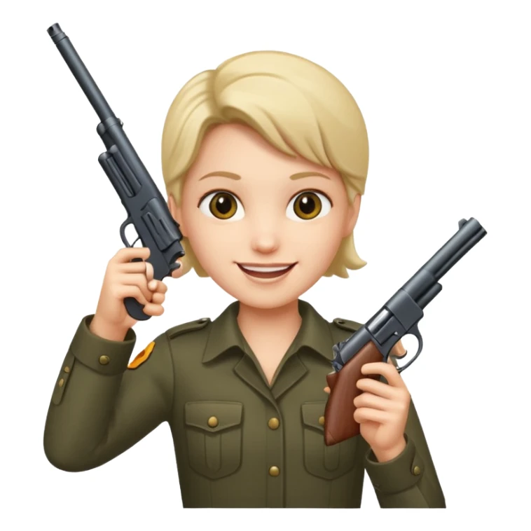 Make someone smiling and pointing a gun at you sticker