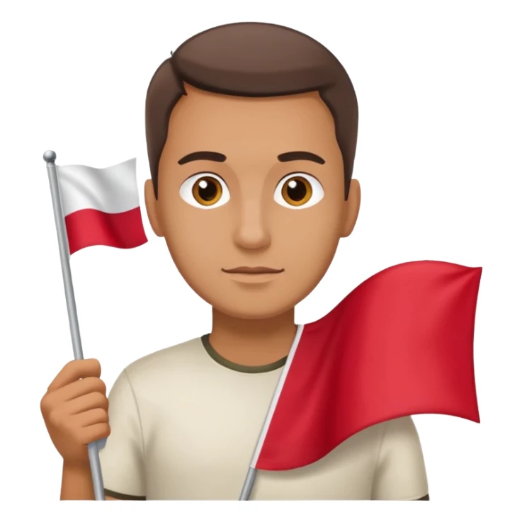 ultra realistic polish man with two-colored poland flag sticker