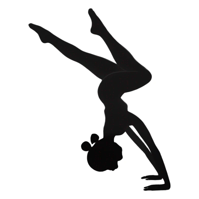 Girl with a bun doing a handstand silouette sticker