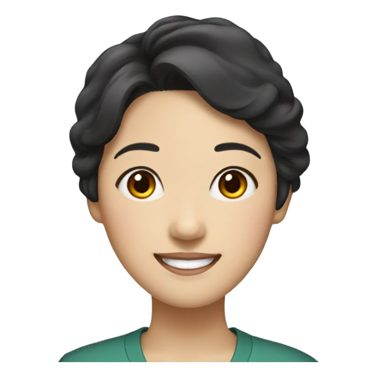 korean 50th woman, smile, short black hair. sticker