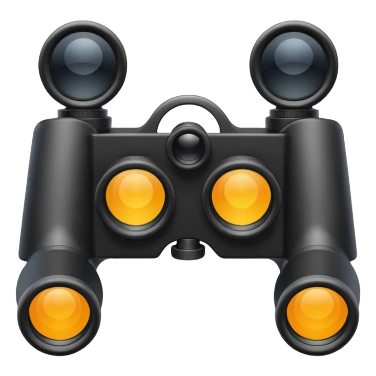 black binoculars with large lenses make lenses point out straight sticker