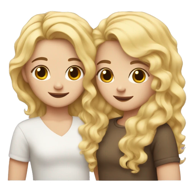 One girl withe brown wavy hair hugging another girl with blonde hair sticker