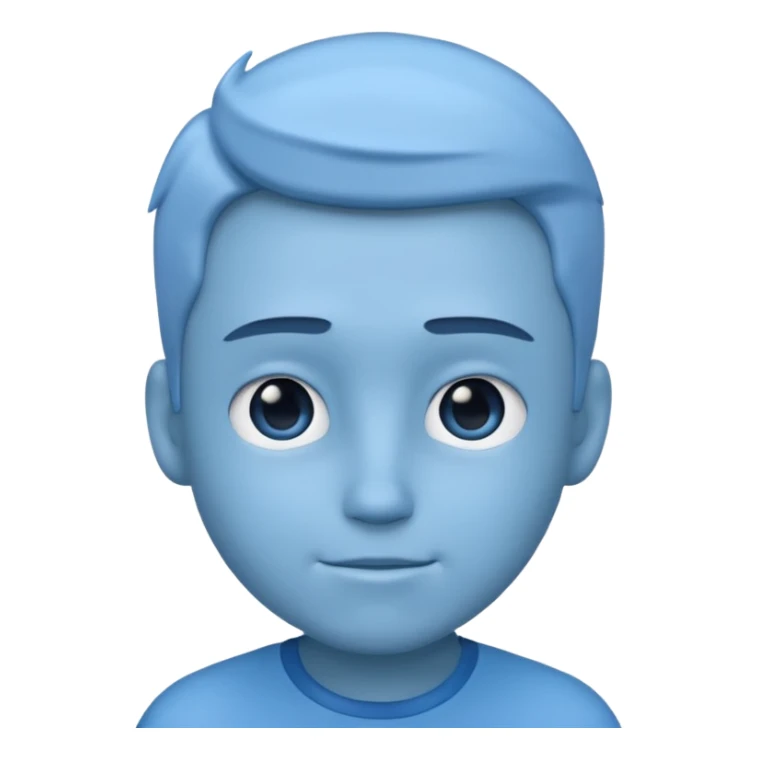 blue emoji of a confident sigma boy character with a cool expression, modern emoji style sticker