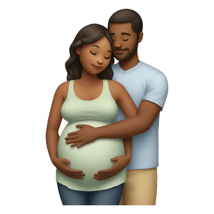 pregnant woman and her partner hug sticker