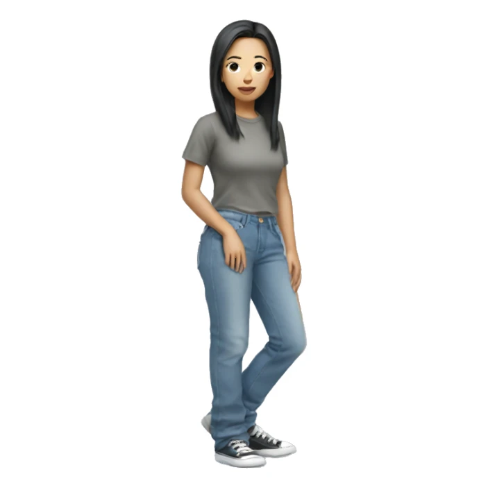 Asian girl wearing baggy jean pants  sticker