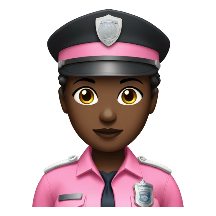 darkskin female police officer with pink uniform sticker