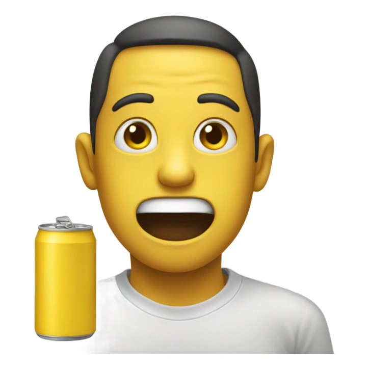 face with yellow can in mouth sticker