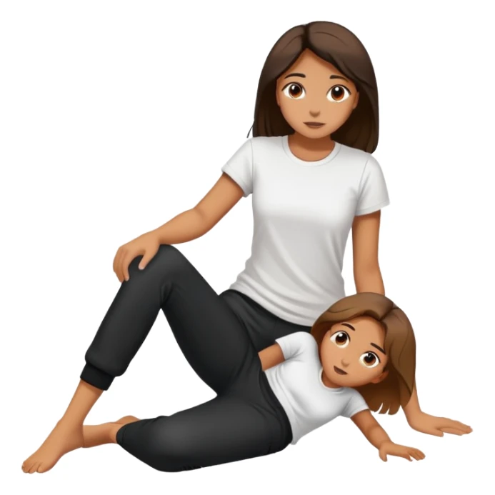 Girl fallen on floor phillipino white tshirt long black pants sticker