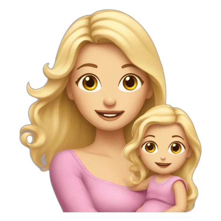 long hair blonde mother with 2 female newborns sticker