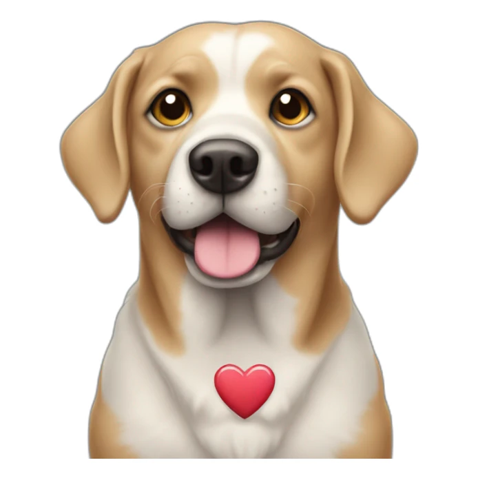 a dog with heart eyes looking at dollar sticker