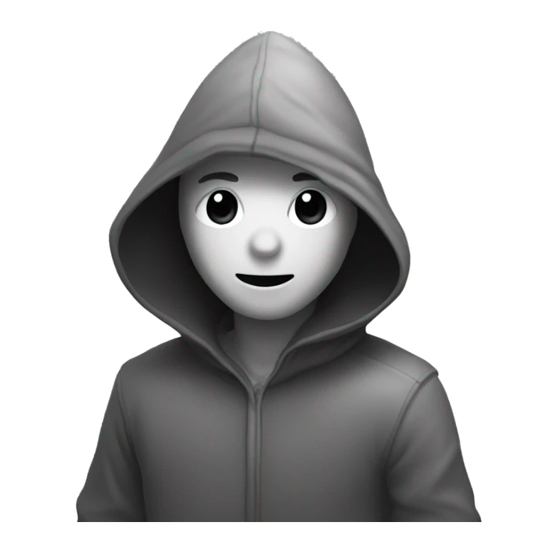 grayscale mysterious hooded boy in gloves sticker