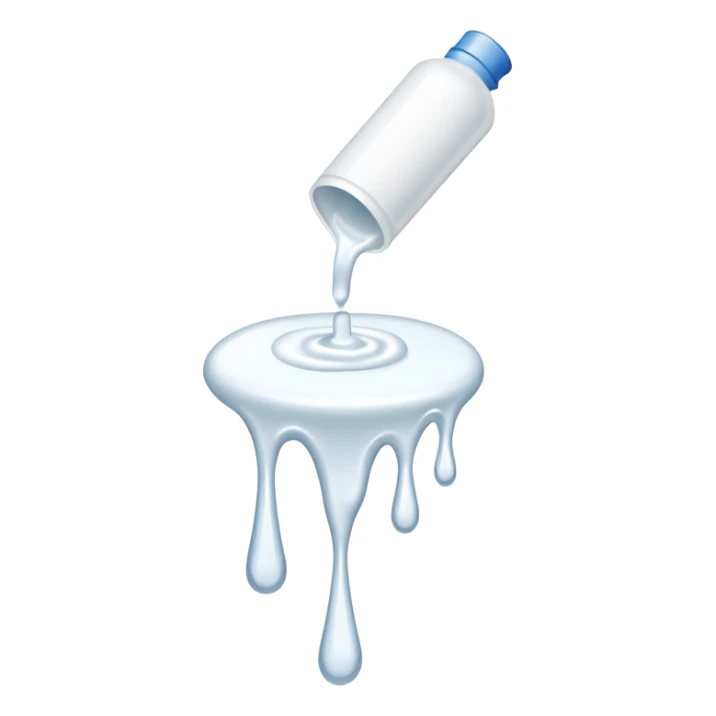 individual white glue drops falling and dripping out of a tube sticker