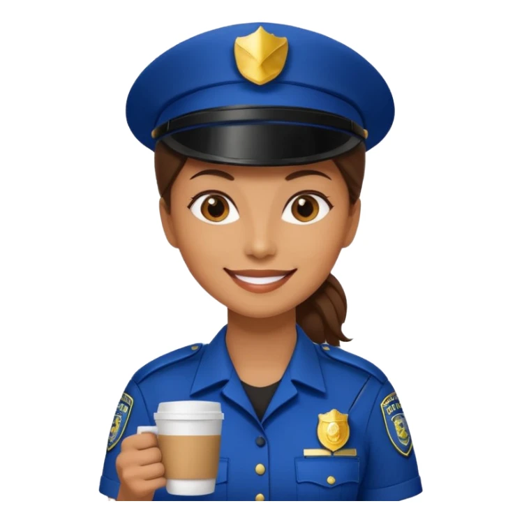 woman police holding coffee sticker