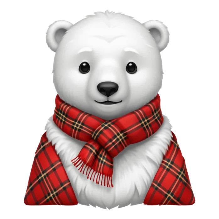 polar bear wear red tartan scarf sticker