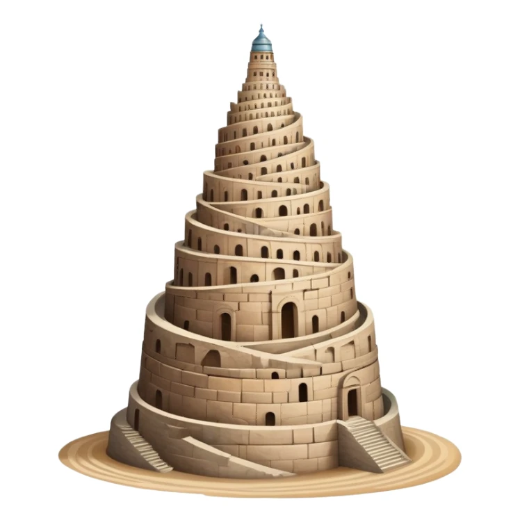 Tower of Babel, spiraling ancient tower reaching to the sky sticker